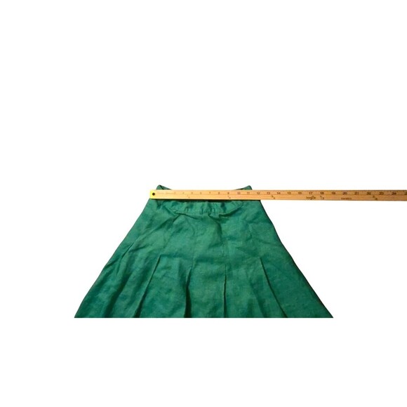 Handmade Vintage 80's Pleated Green Skirt Midi Zip Back S 24 Inch  Fairy Isle - Picture 4 of 4